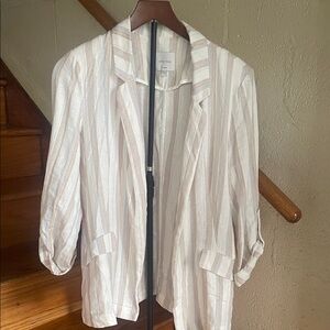 Love Tree Beige and Blue Striped Blazer